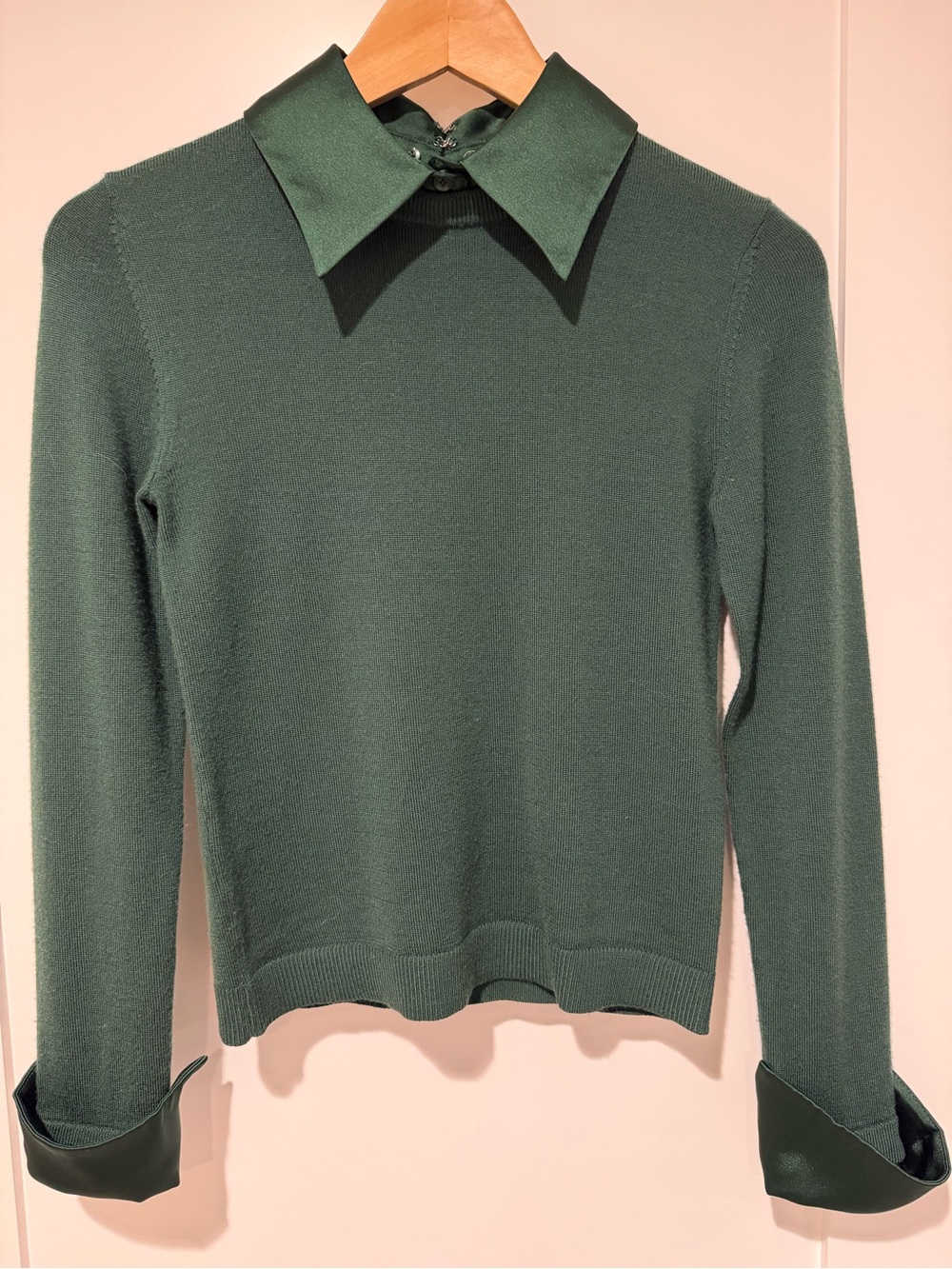 Alice + Olivia Forest Green Collared Sweater - Picture 2 of 4
